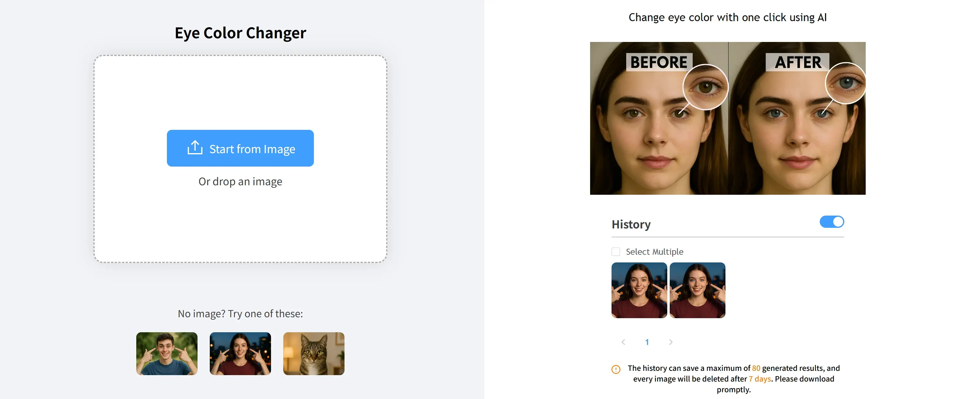 step by step guide of AI Eye Color Changer