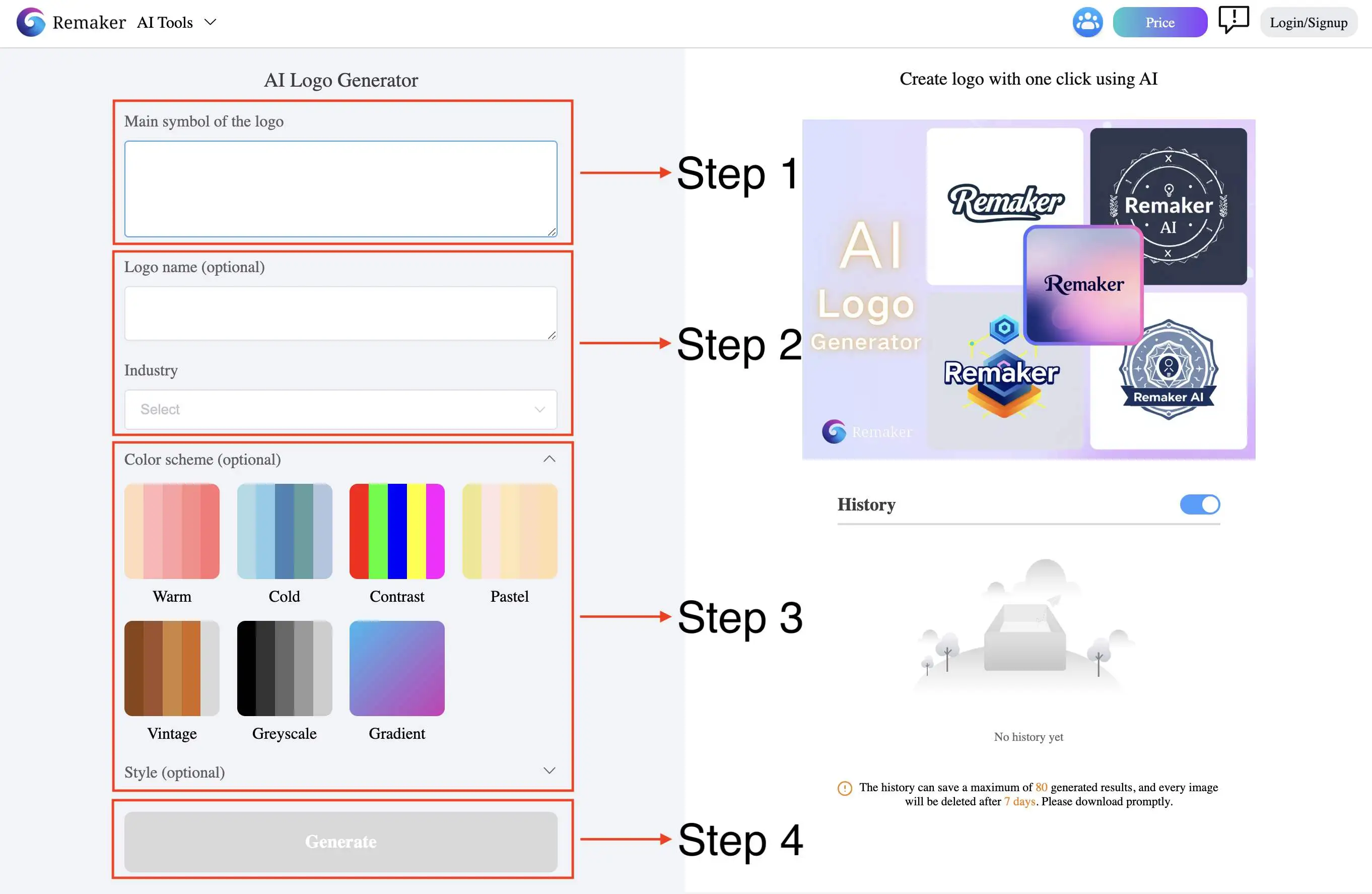 step by step guide of AI Logo Generator